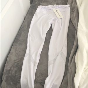 White mesh leggings